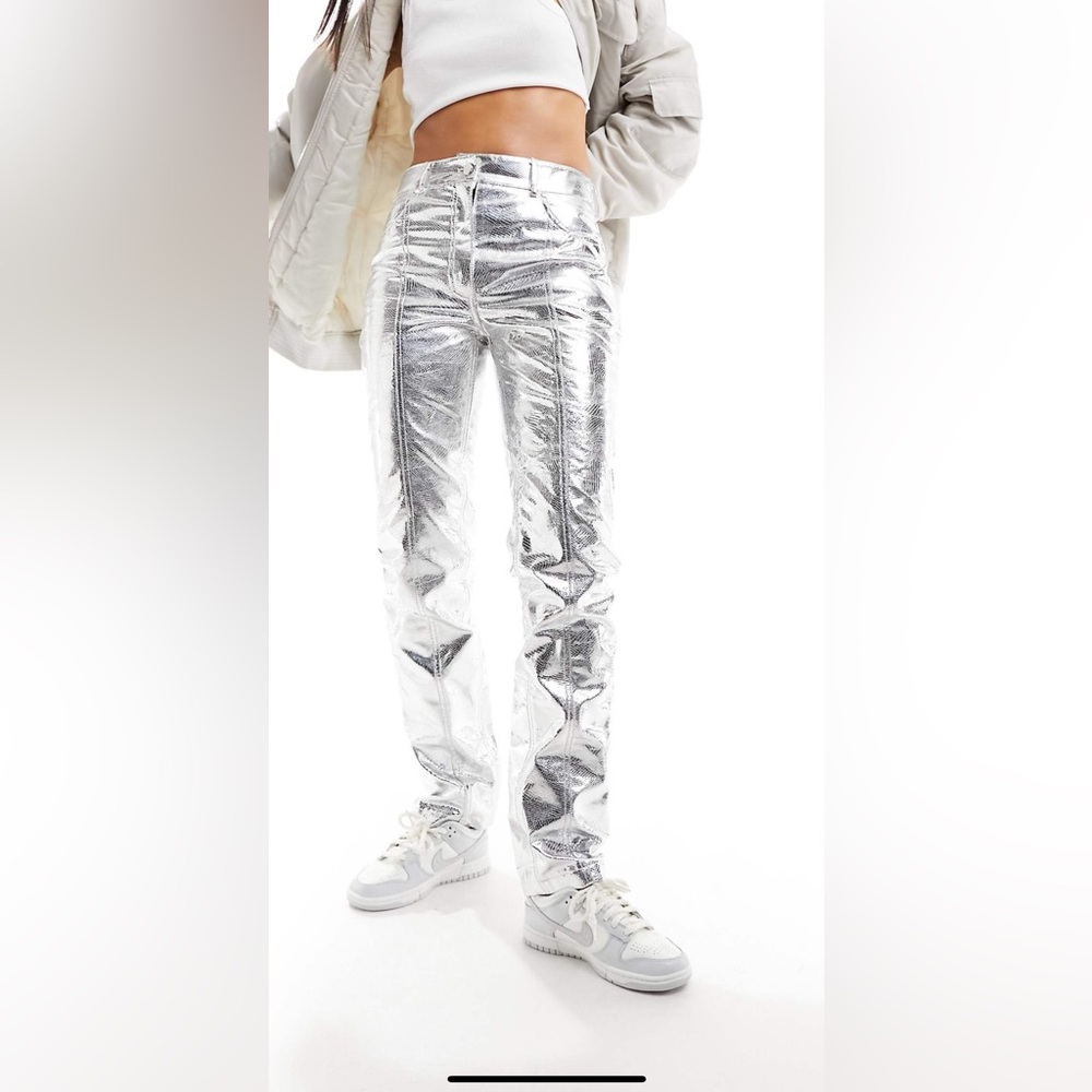 ASOS Metallic Straight Leg Pants